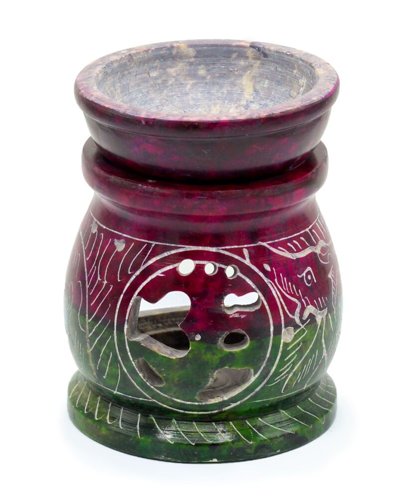 Small Coloured Soapstone Oil Burner 8cm - Om & Elephant