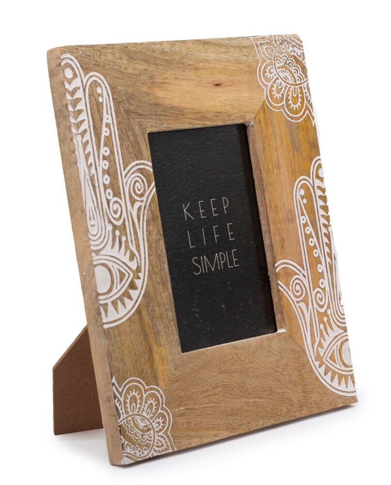 Med Mango Wood Picture Framel (for 10x15cm) 26x20x2cm - Hamsa - White