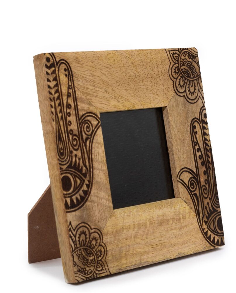 Small Mango Wood Picture Framel (for 10x10cm) 20x20x2cm - Hamsa - Black