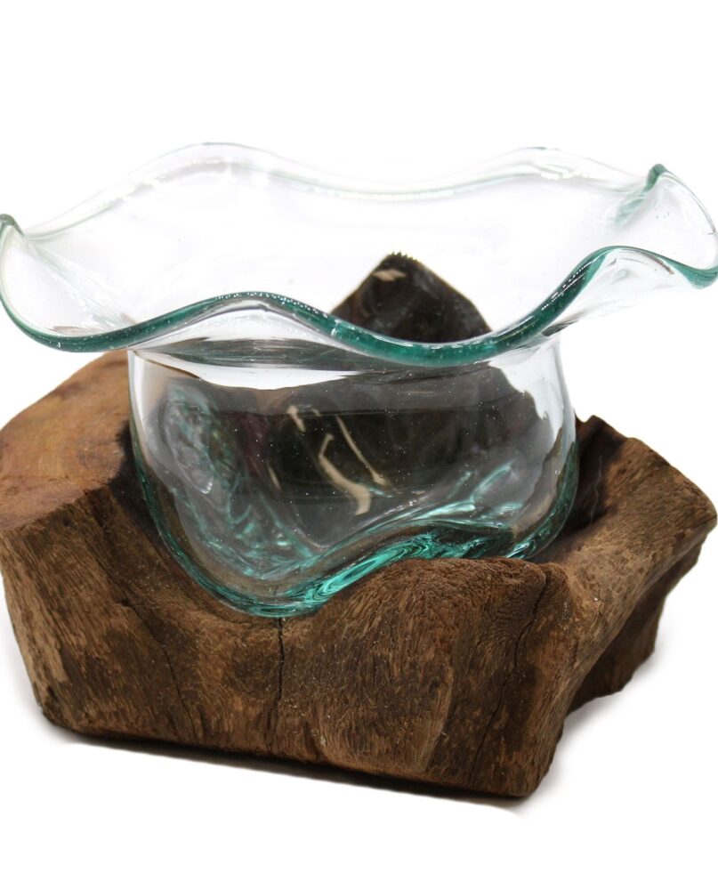 Molton Glass Fancy Sweet Bowl on Wood