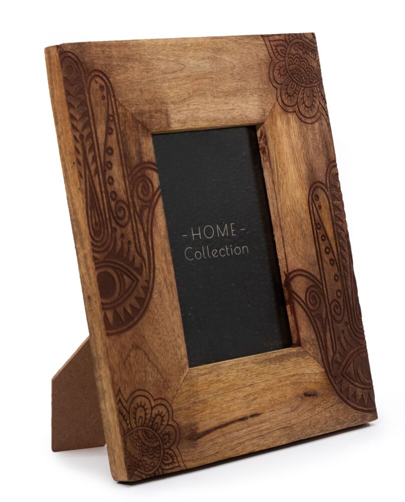 Med Mango Wood Picture Framel (for 10x15cm) 26x20x2cm - Hamsa - Black