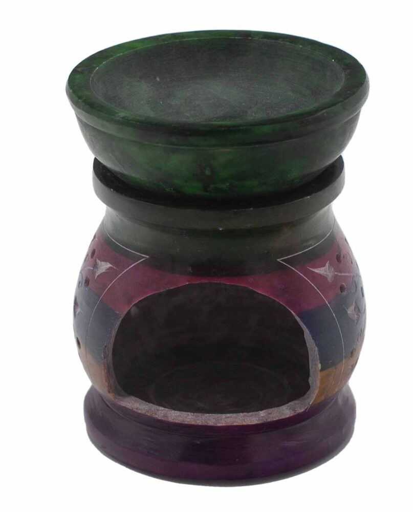 Soapstone Oil Burner 10cm - Flower of Life - Five Colours