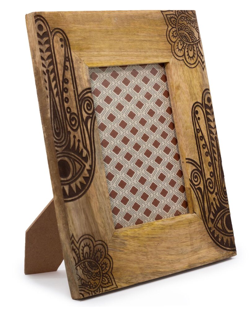 Lrg Mango Wood Picture Frame (for 13x18cm) 28x23x2cm - Hamsa - Black