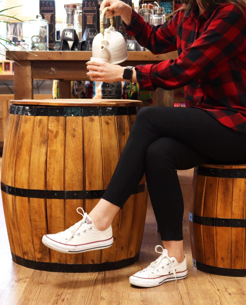 Beer Barrel Stool – Natural Wood 38 x 32 cm