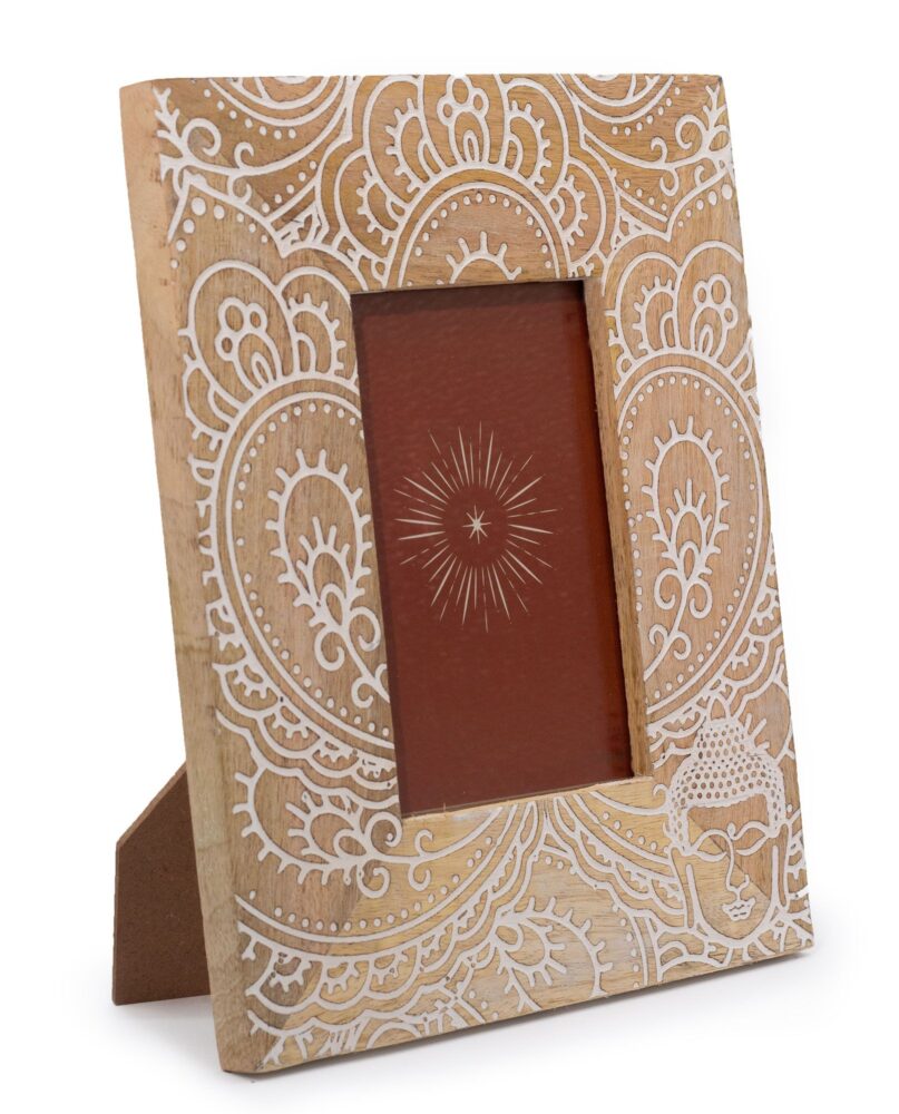 Med Mango Wood Picture Framel (for 10x15cm) 26x20x2cm - Buddha - White