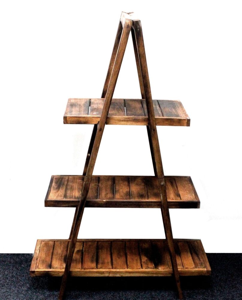 Folding Wooden A-Frame Shelf – Brown