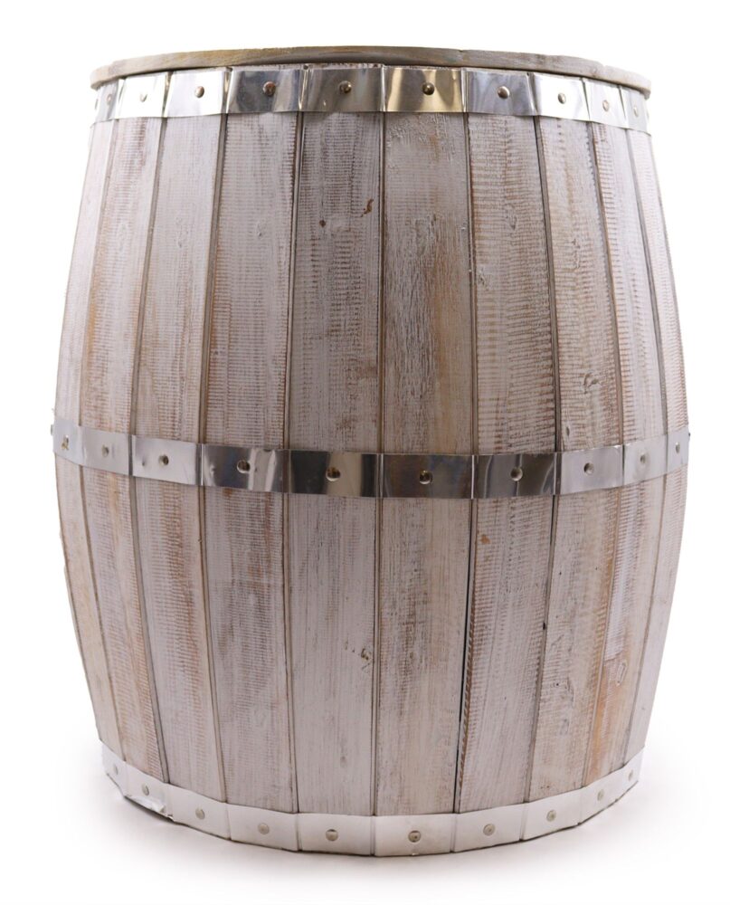 Beer Barrel Table – Whitewash Wood 60 x 48.5 cm