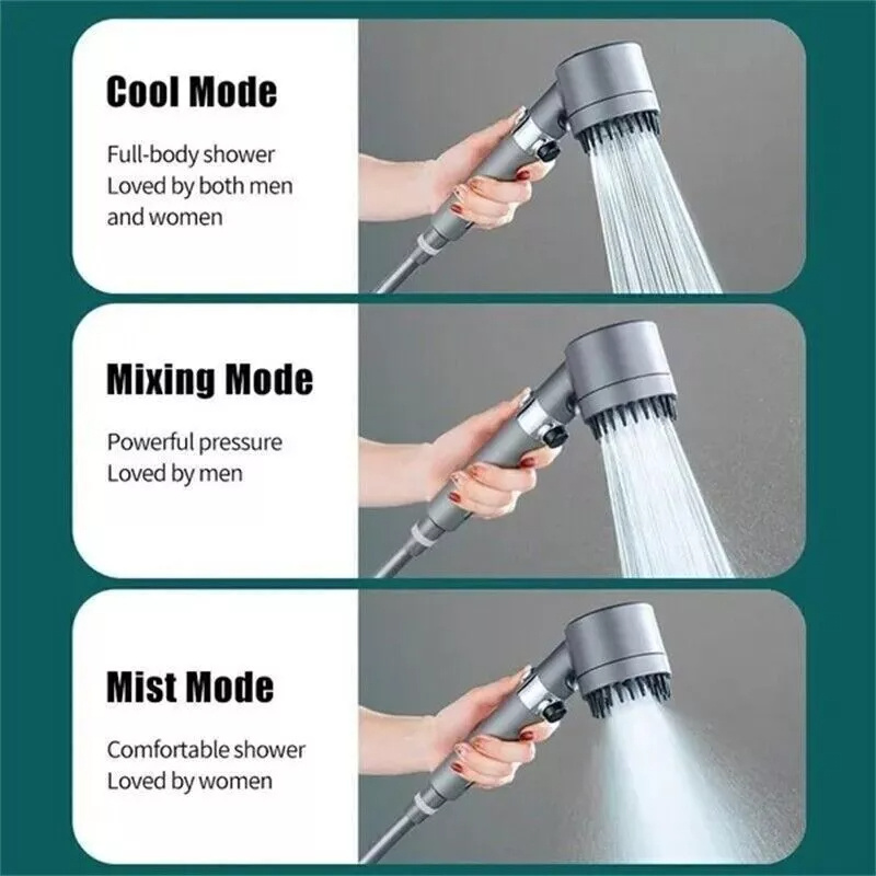 3 Modes Shower Head With Filter High Pressure Water Saving Massage Body Scalp - Image 4