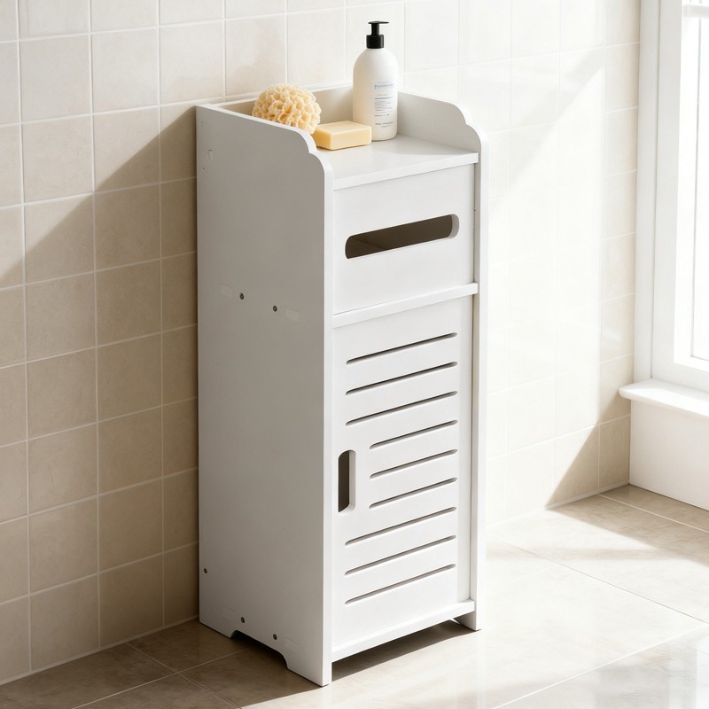 White Bathroom Bedroom Cabinet Drawer Shelf Cupboard Storage Free Standing Floor - Image 6
