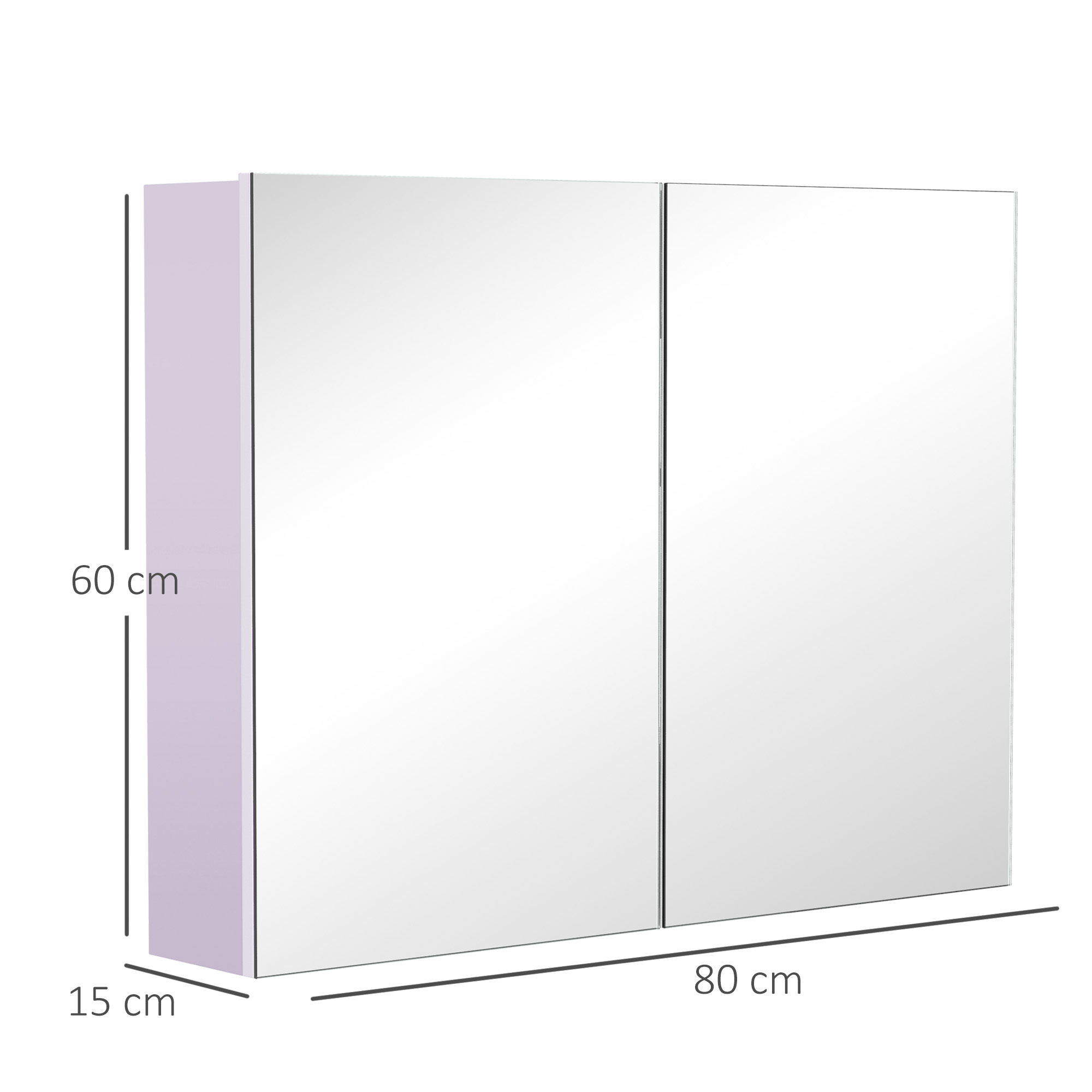 80 X 15 Cm Double Door Bathroom Mirror Cabinet - White - Image 4