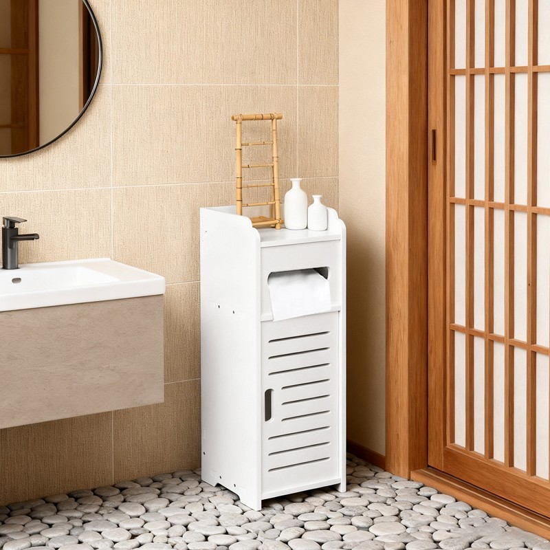 White Bathroom Bedroom Cabinet Drawer Shelf Cupboard Storage Free Standing Floor - Image 3