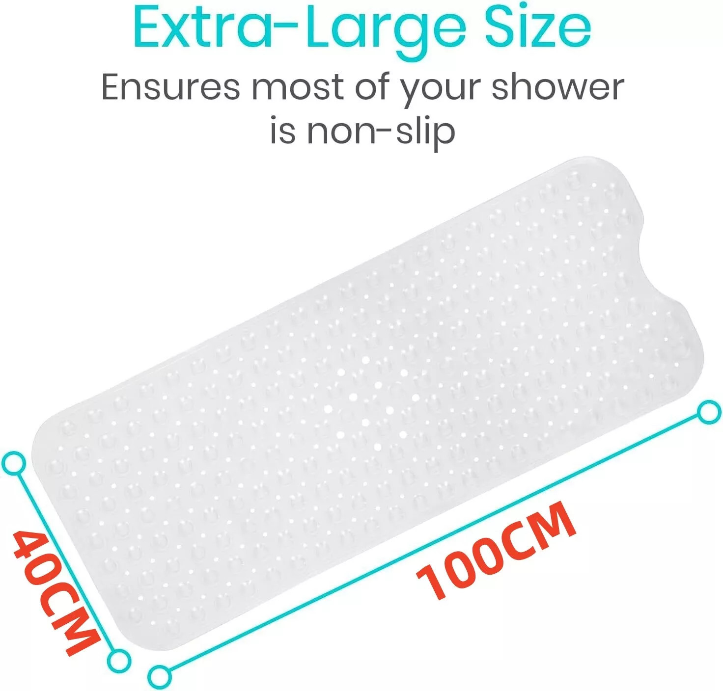 Non Slip Bath Mat Extra Large Shower Mat Bathtub Anti-Mold Rubber Strong Suction - Image 7