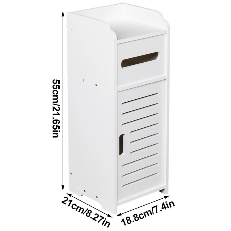 White Bathroom Bedroom Cabinet Drawer Shelf Cupboard Storage Free Standing Floor - Image 2