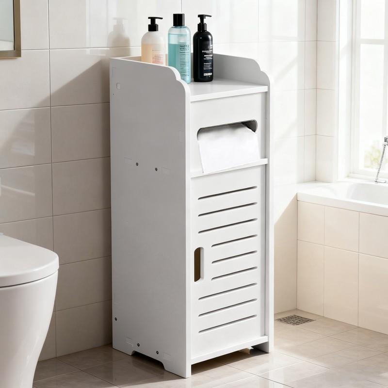 White Bathroom Bedroom Cabinet Drawer Shelf Cupboard Storage Free Standing Floor - Image 5