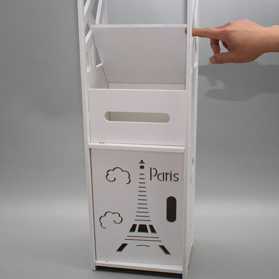 Bathroom Storage Waterproof Cabinet With Paper Drawer Tall White Toilet Storage - Image 4