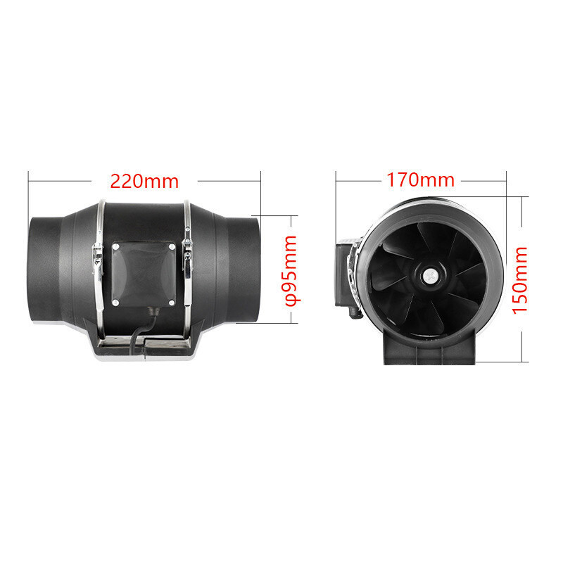 4 In100mm 220V Quiet Inline Extractor Fan Bathroom Hydroponics For Ventilation - Image 6