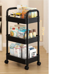 3Tier Rolling Cart Storage Trolley Kitchen Bathroom Laundry Organiser Rack Black