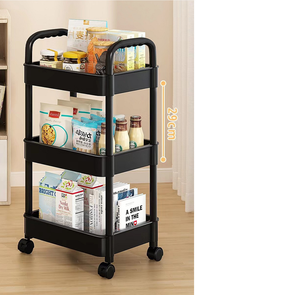 3Tier Rolling Cart Storage Trolley Kitchen Bathroom Laundry Organiser Rack Black