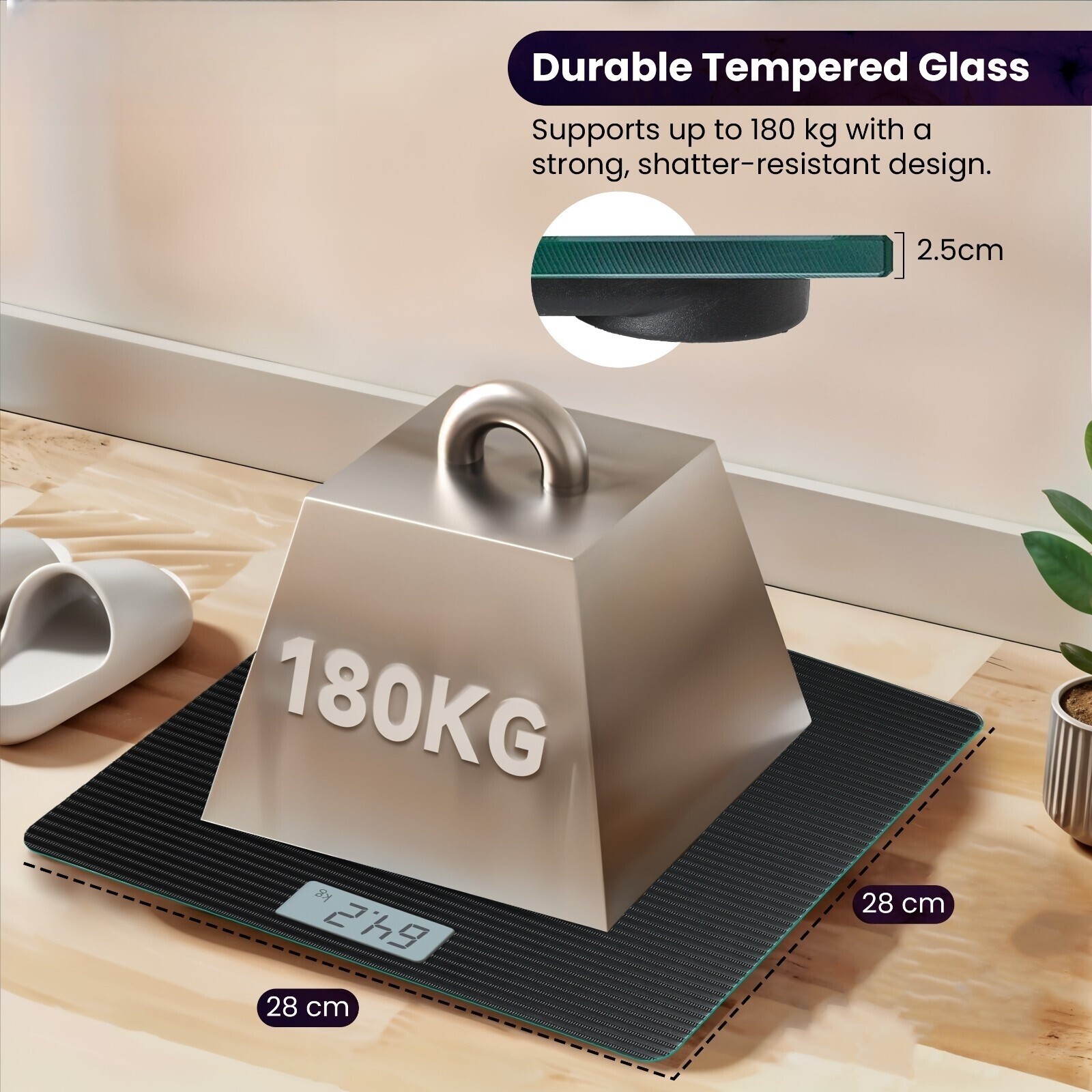 Digital Bathroom Scales 180KG Body Weight Weighing Scale Smart LED Electronic - Image 9