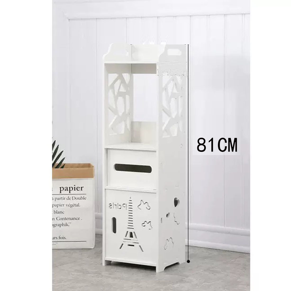 Bathroom Storage Waterproof Cabinet With Paper Drawer Tall White Toilet Storage - Image 2