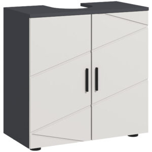 Kleankin Pedestal Sink Bathroom Cabinet, Bathroom Vanity Unit With 20 X 20cm "U" Cut-Out And Adjustable Shelf, Light Grey