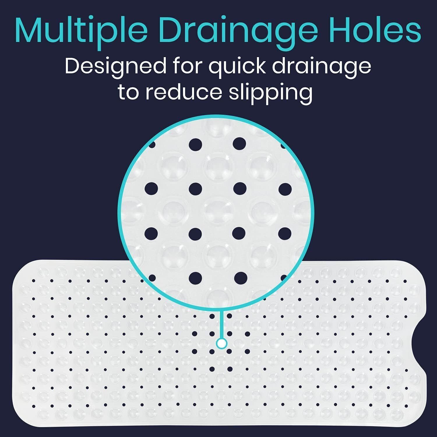 Non Slip Bath Mat Extra Large Shower Mat Bathtub Anti-Mold Rubber Strong Suction - Image 2