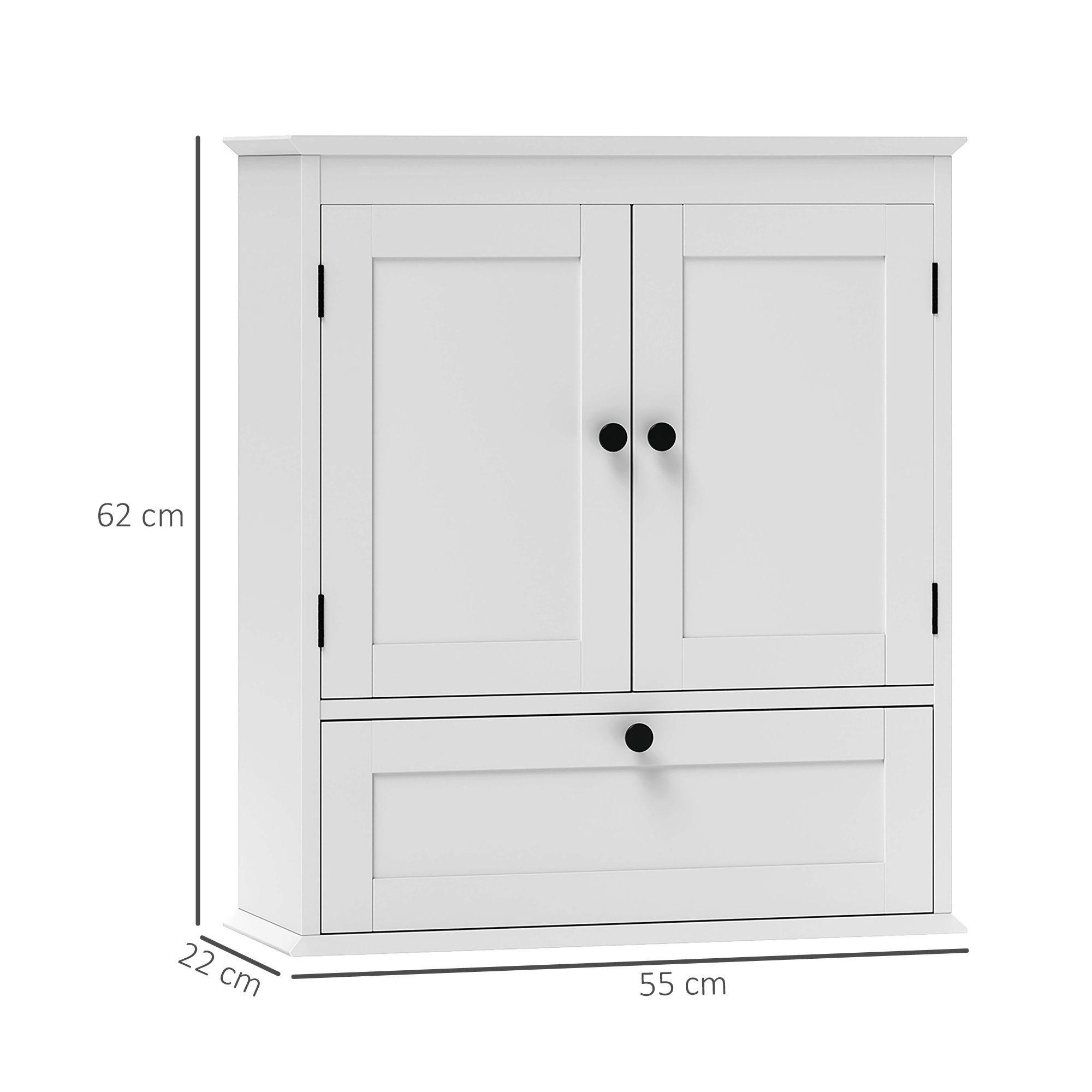 Bathroom Wall Cabinet With Adjustable Shelf And Recessed Doors, White - Image 3