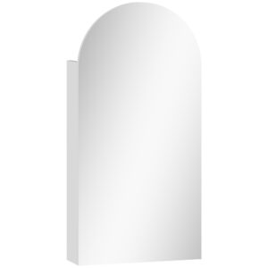 Arched Bathroom Mirror Cabinet With Adjustable Glass Shelves - White