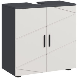 Kleankin Under Sink Bathroom Cabinet, Bathroom Vanity Unit, Basin Storage Cupboard With Double Doors And Shelf, 10W X 20Dcm "U" Cut-Out, Light Grey