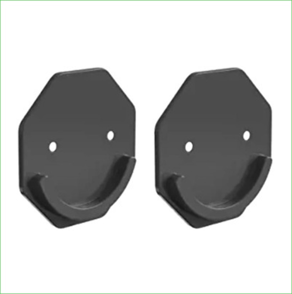 Wall Bathroom Curtain Rod Holder Bracket Hooks Hexagon Black - Image 2