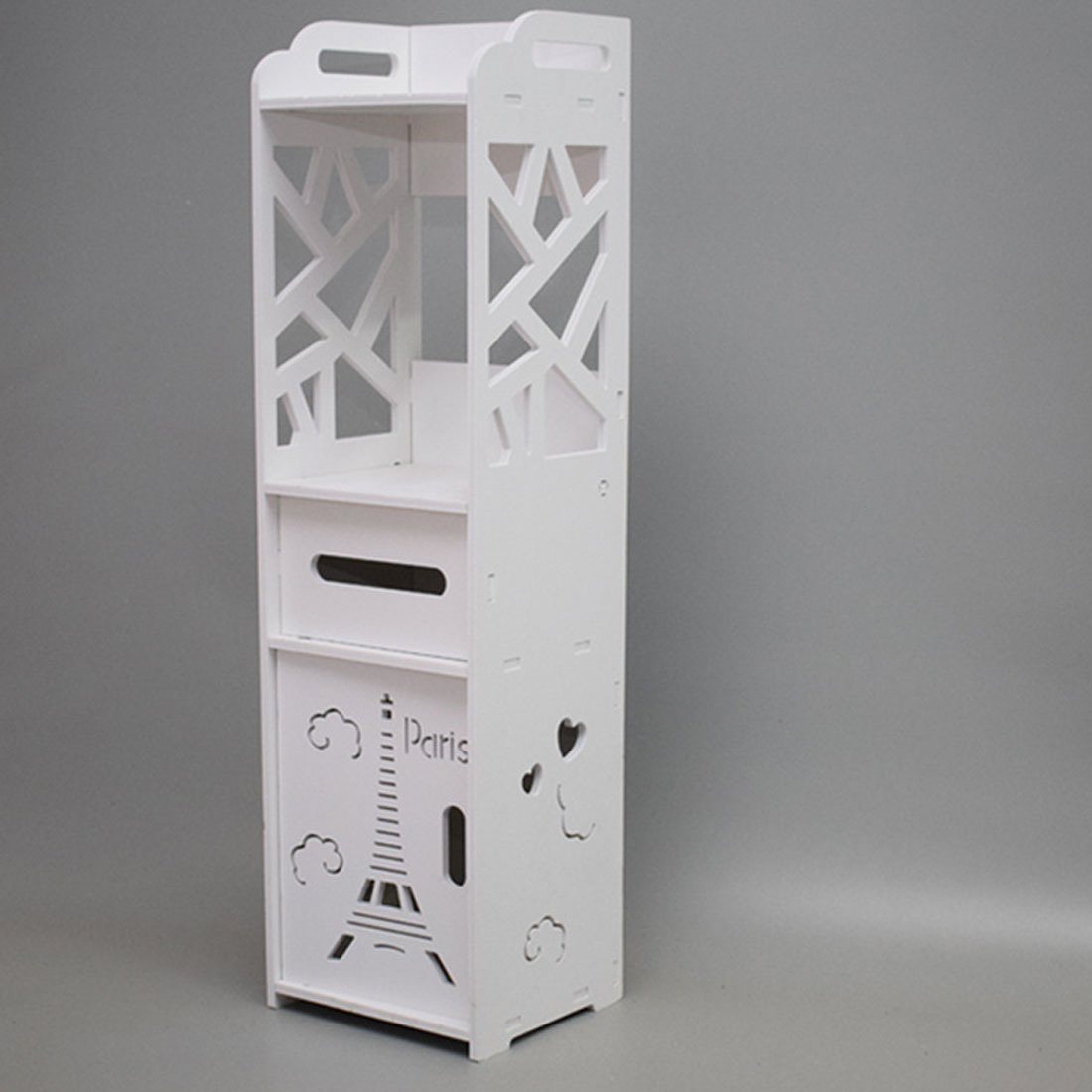 Bathroom Storage Waterproof Cabinet With Paper Drawer Tall White Toilet Storage - Image 5