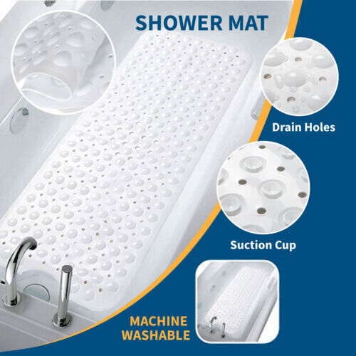Non Slip Bath Mat Extra Large Shower Mat Bathtub Anti-Mold Rubber Strong Suction - Image 4