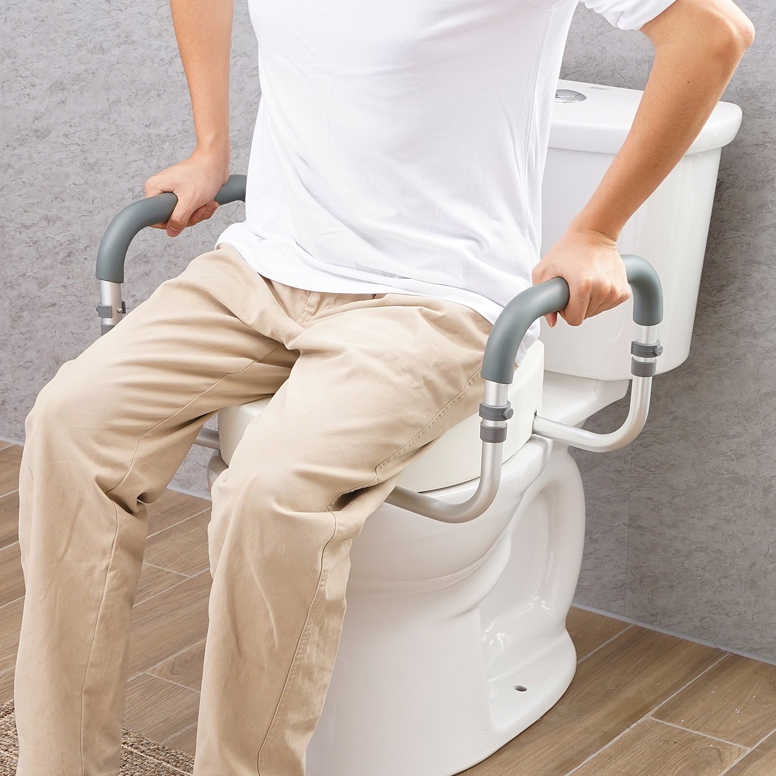 Raised Toilet Seat, Height Increased By 3.5 Inches, Supports Up To 300 Lbs, Suitable For Standard Round Toilets, Aluminum Handles With EVA Pads, Suitable For Elderly, Disabled, Patients, Pregnant Wome - Image 10