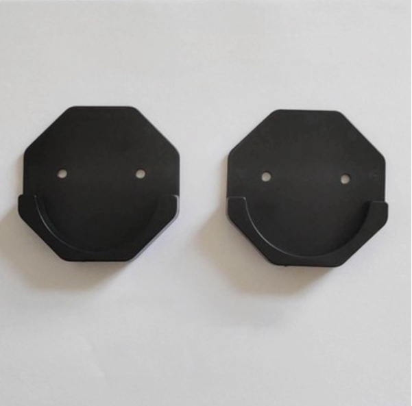 Wall Bathroom Curtain Rod Holder Bracket Hooks Hexagon Black - Image 5