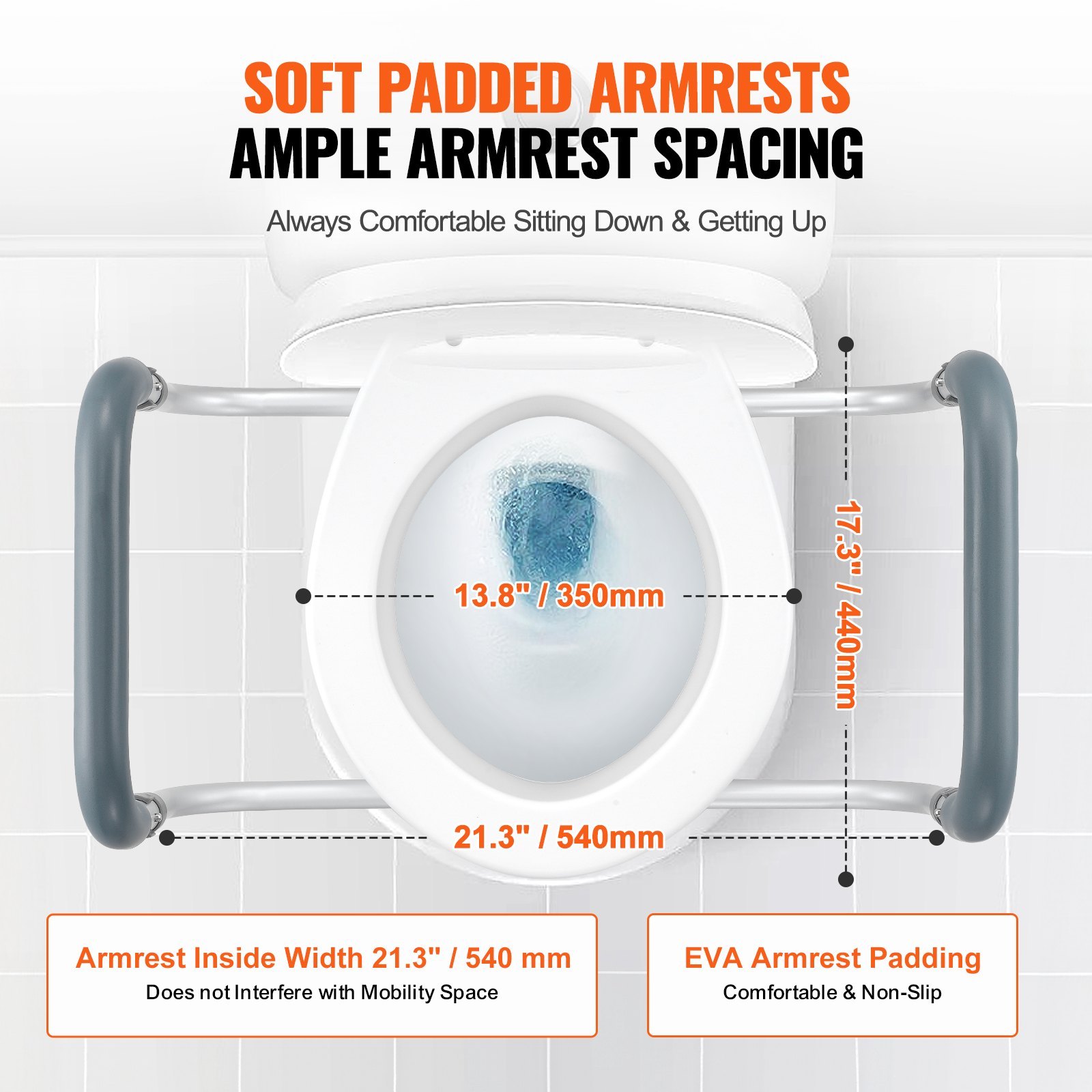 Raised Toilet Seat, Height Increased By 3.5 Inches, Supports Up To 300 Lbs, Suitable For Standard Round Toilets, Aluminum Handles With EVA Pads, Suitable For Elderly, Disabled, Patients, Pregnant Wome - Image 8