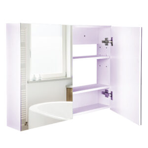 80 X 15 Cm Double Door Bathroom Mirror Cabinet - White