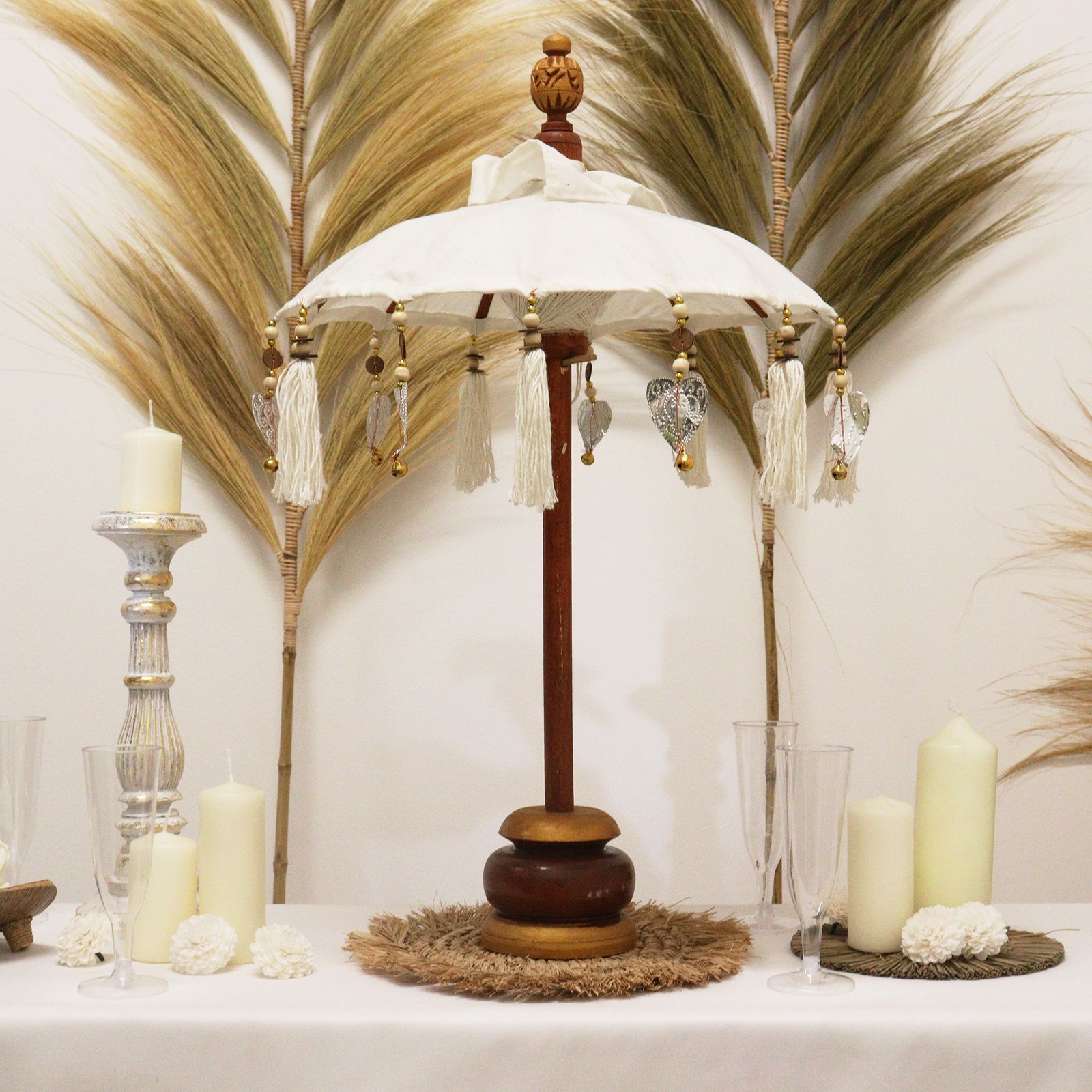 Bali Home Decor Parasol - Canvas - Natural- 40cm - Image 7