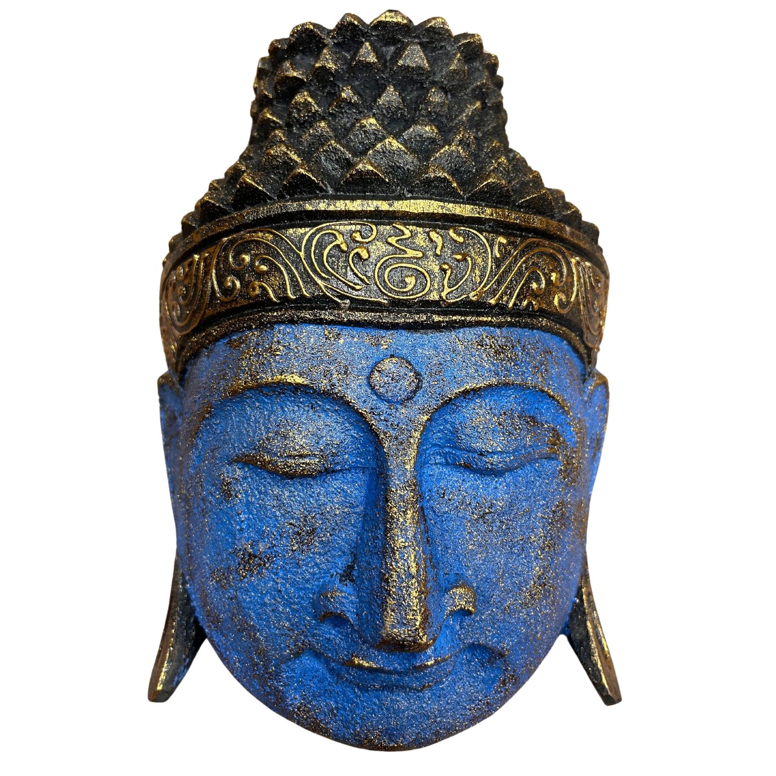Home Decoration Buddha Head - 25cm - Blue Shine Finish - Image 2