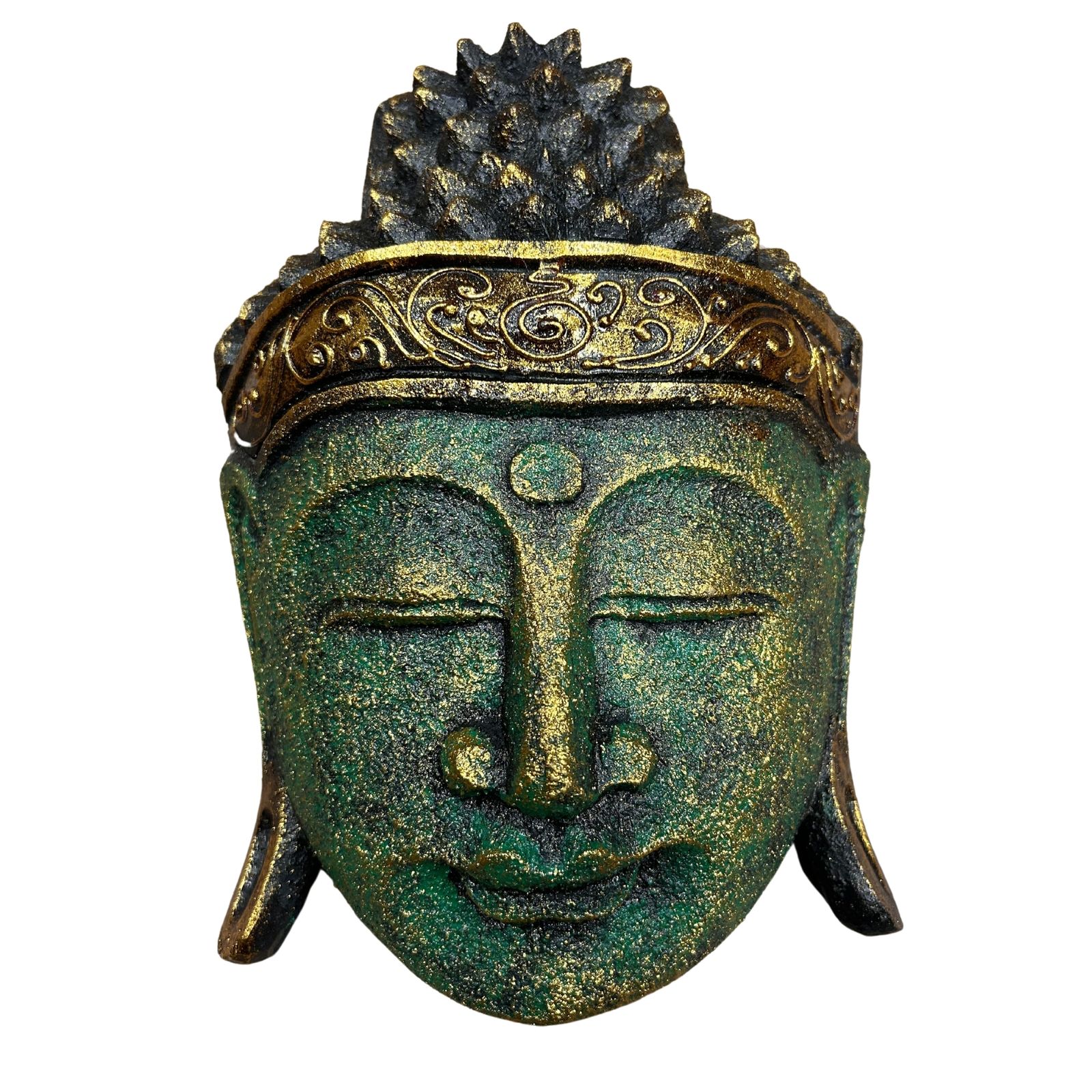Home Decoration Buddha Head - 25cm - Green Shine Finish - Image 2