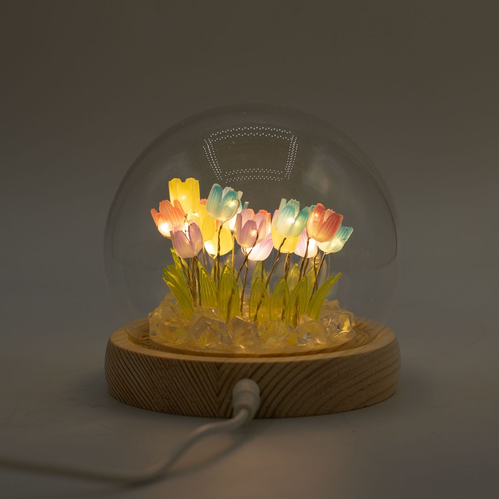 Floral Glow Garden Dome - 20 Multi Tulips - LED USB - Image 6
