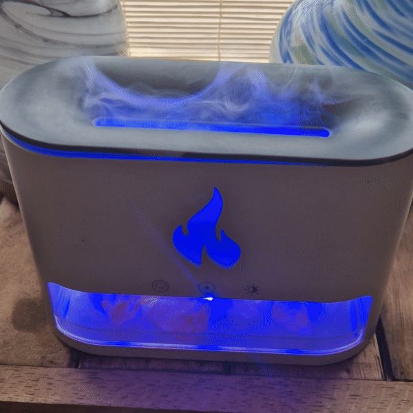 White Blaze Aroma Diffuser - Himalayan Salt Chamber - USB-C - Flame Effect (Salt included) - Image 4