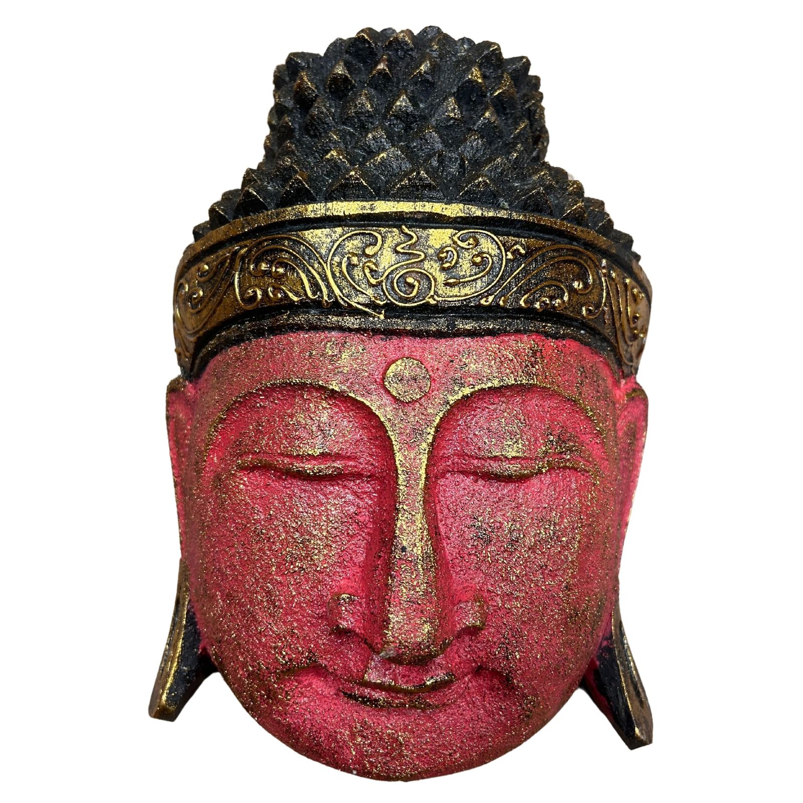 Home Decoration Buddha Head - 25cm - Red Shine Finish - Image 2