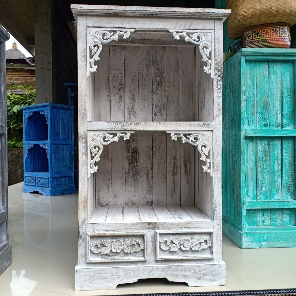 Albasia Bathroom Cabinet - Whitewash - Image 4