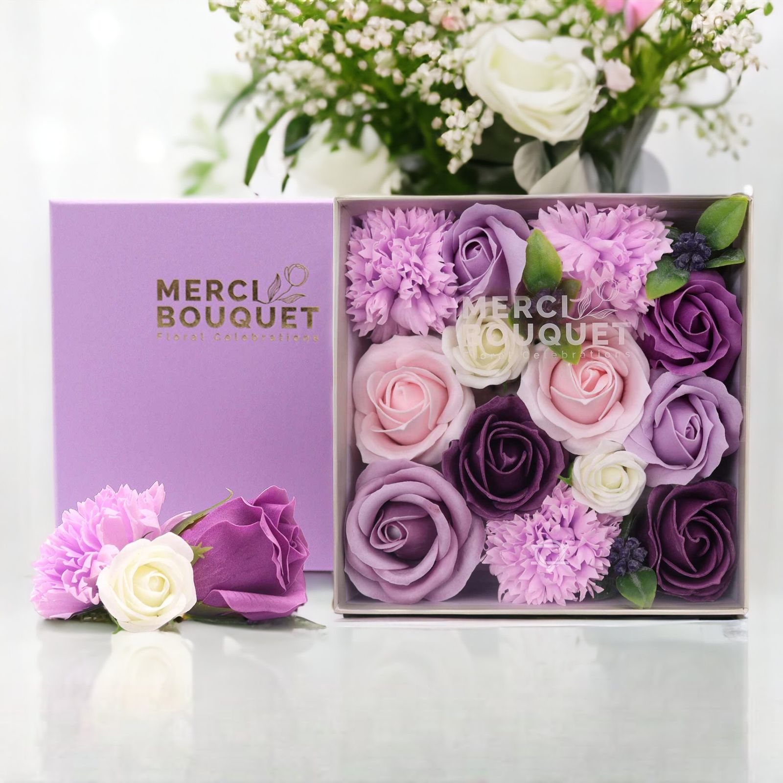 Square Box - Lavender Rose & Carnation - Image 3