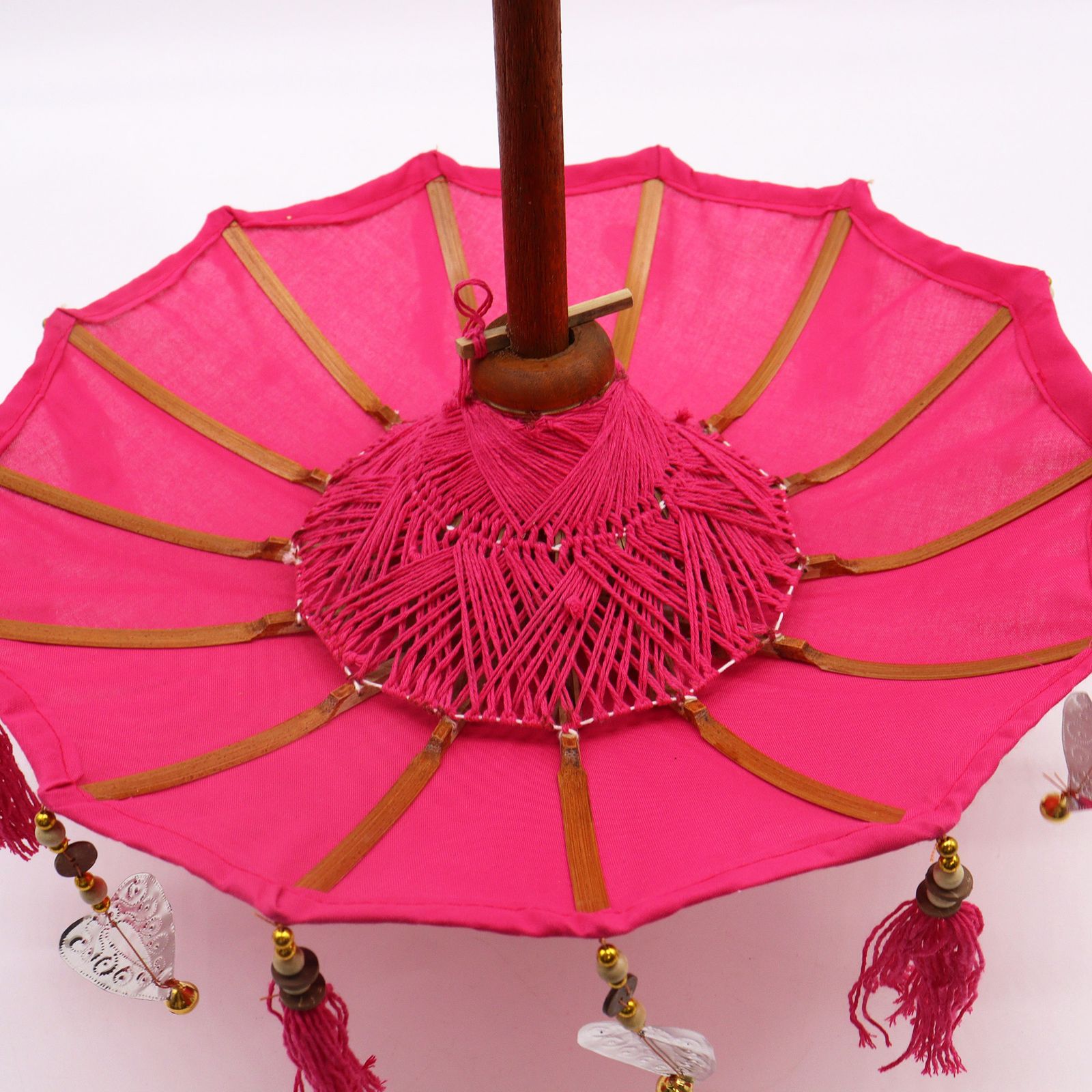 Bali Home Decor Parasol - Cotton - Pink- 40cm - Image 4