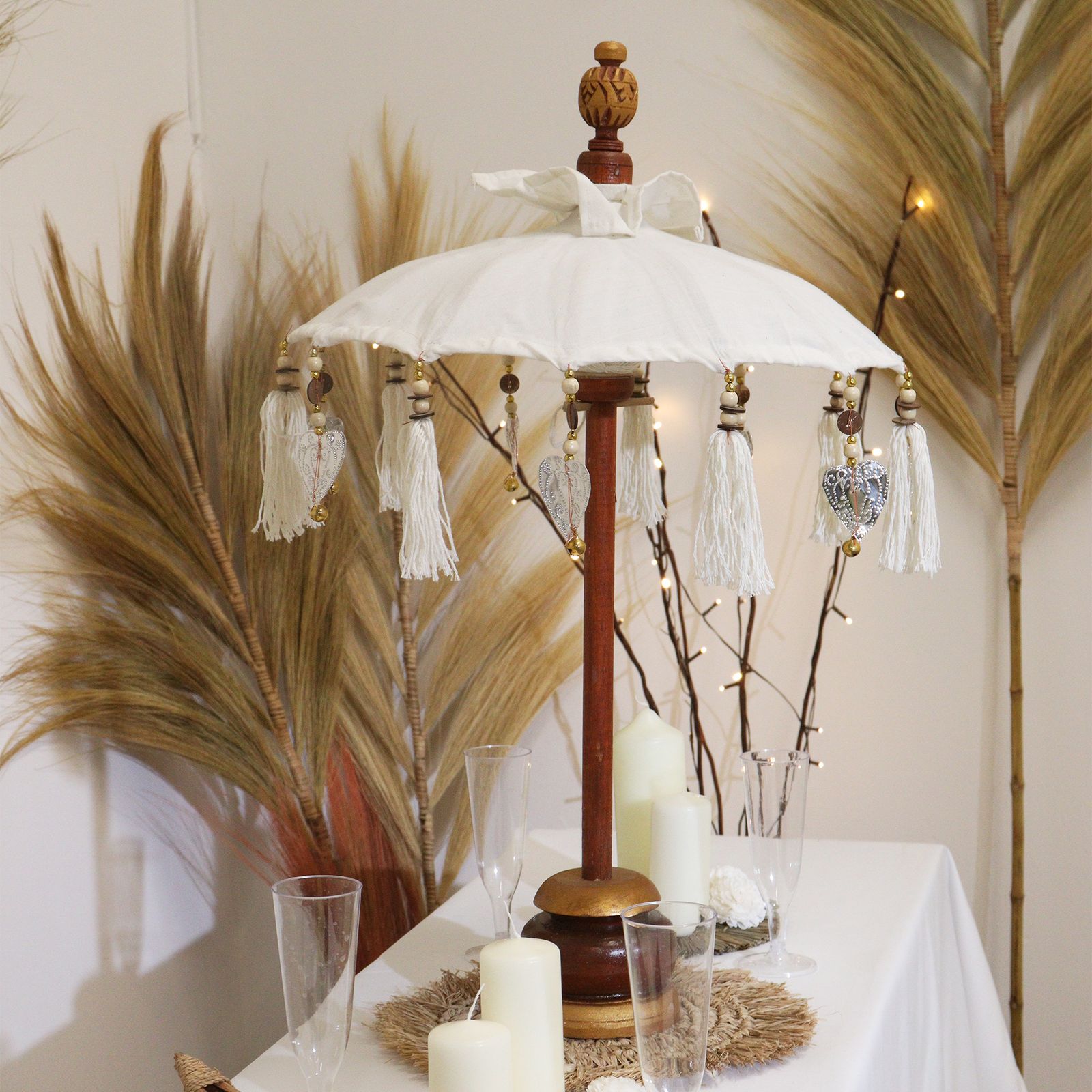 Bali Home Decor Parasol - Canvas - Natural- 40cm - Image 8
