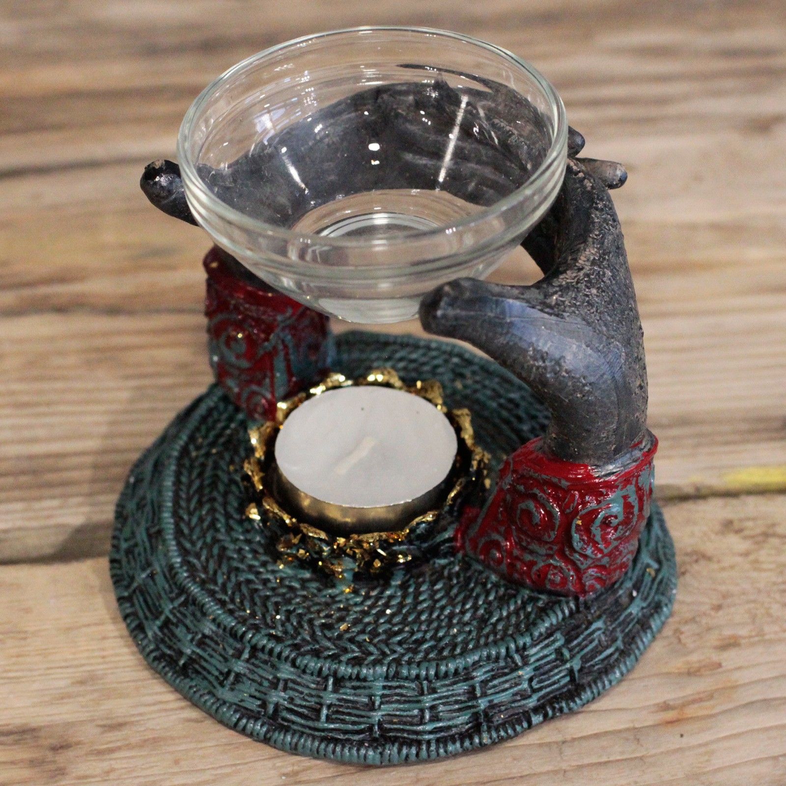 Antique Buddha - Offering Hands Oil Burner - Image 4