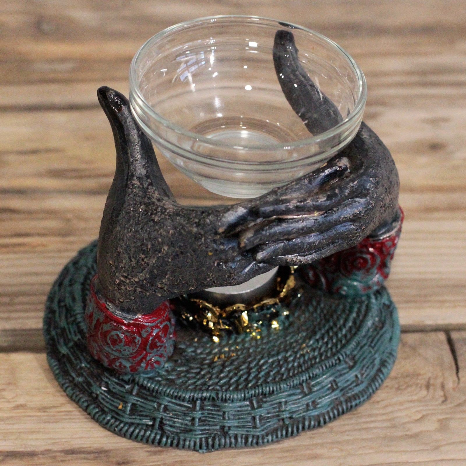 Antique Buddha - Offering Hands Oil Burner - Image 3